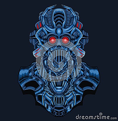 Futuristic knight mecha robot illustration Vector Illustration