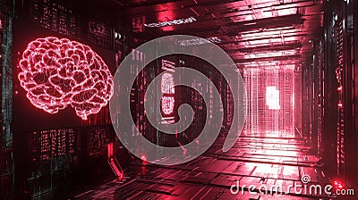 Futuristic Lab Environment for Neuromorphic Computing Technologies Stock Photo