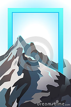 Futuristic landscape background of the mountain peak Vector Illustration