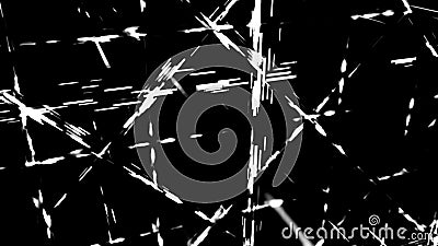 Futuristic line elements flowing and flickering on black background, seamless loop. Animation. Moving short stripes Stock Photo