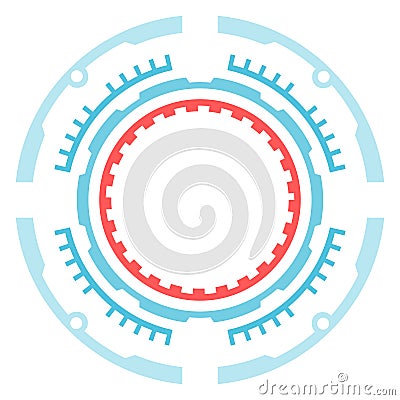Futuristic loading bar with data processing, featuring a circular design with blue and red accents, creating a sense of Vector Illustration