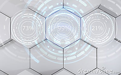 Futuristic loading circle rings. Display of waiting time load. 3d rendering. Stock Photo