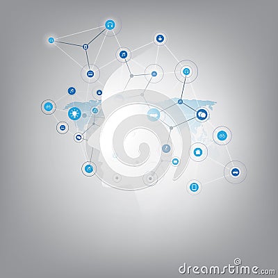 Futuristic Machine Learning, Artificial Intelligence, Cloud Computing and Networks Design Concept with Human or Robot Face Vector Illustration