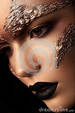 Futuristic make up. Close up portret. Macro Stock Photo