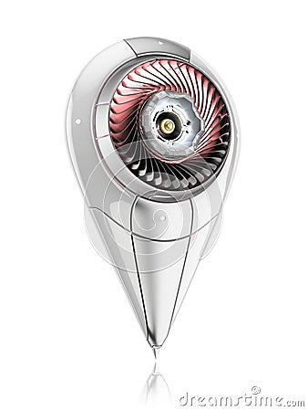 Futuristic map pointer designed in hi-tech style Stock Photo