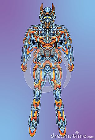 Futuristic mecha robot body armor illustration design Cartoon Illustration