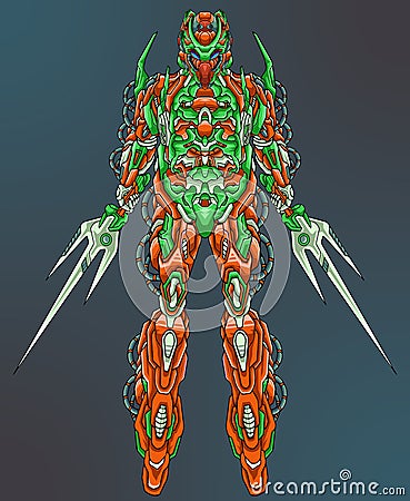 Futuristic mecha robot body armor illustration Cartoon Illustration