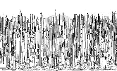 Futuristic Megalopolis City Of Skyscrapers Vector. Vector Illustration