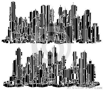 Futuristic Megalopolis City Of Skyscrapers Vector Vector Illustration