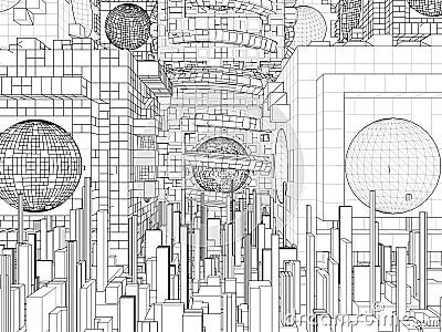 Futuristic Megalopolis City Structure Vector Vector Illustration