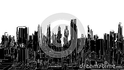 Futuristic Megalopolis City View Vector Vector Illustration