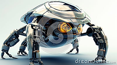 Futuristic metal Tank Animal Robot with Shield like robotic Transportation in Army Stock Photo