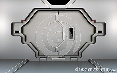 Futuristic metallic door Stock Photo