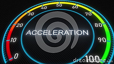 Acceleration futuristic meter or indicator. Conceptual 3D rendering Stock Photo