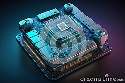 microchip processor, Generative AI Stock Photo