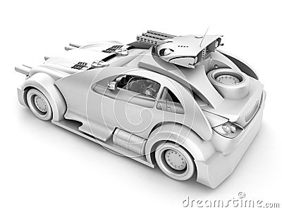 Futuristic military car with droid Stock Photo