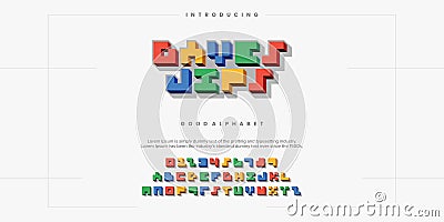 Bayes Jips futuristic minimalist display font design, alphabet typography. Vector Illustration