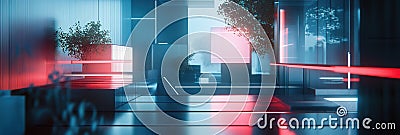 Futuristic mixed reality setting with augmented reality elements and smooth digital textures for design exploration Stock Photo
