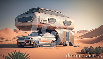 A futuristic mobile home based concept. Generative AI Stock Photo