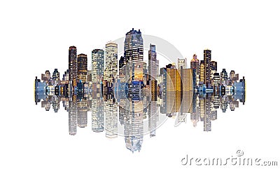 Futuristic modern buildings with reflection, isolated on white background Stock Photo