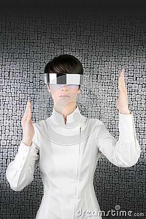 Futuristic modern businesswoman steel glasses Stock Photo