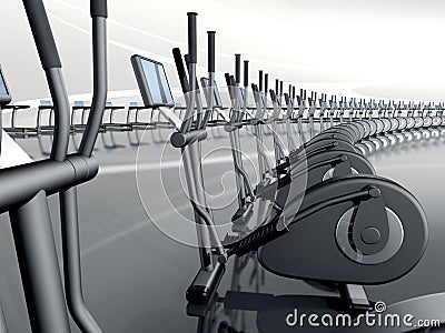 Futuristic modern gym elliptical cross trainer Stock Photo