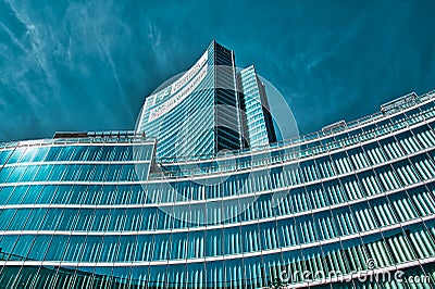 Futuristic, modern Palazzo Lombardia, Lombardy Palace is the main seat of the government of Lombardy, located in the Directional Editorial Stock Photo