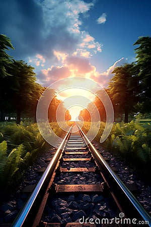 Futuristic modern of railroad tracks, motion Blur Stock Photo