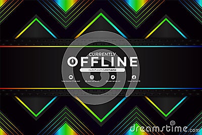 Futuristic Modern Technology Gaming and Social Media Currently Offline Background Colorful Glow in The Dark Vector Illustration