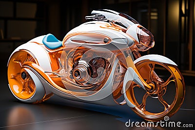 Futuristic motorcycle, travel concept transport, road, freedom and relaxation. AI generative Stock Photo