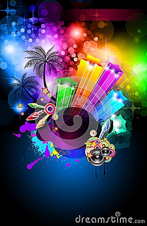 Futuristic Music Disco Background Vector Illustration