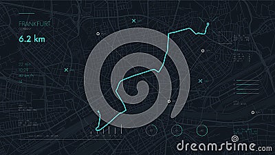 Futuristic navigate device dashboard GPS tracking map, Futuristic mapping technology route of destination point and location on Vector Illustration