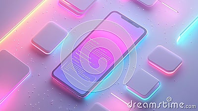 futuristic neon text-based ui dashboards with floating interface design Stock Photo