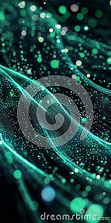 Futuristic Neon Waveforms: Exploring Dynamic Digital Patterns and Light in Technology Stock Photo