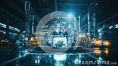 Futuristic nuclear power plant, industrial background Stock Photo