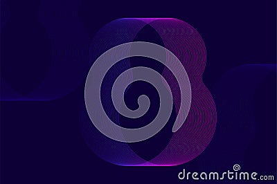 Futuristic numeric glitch efffect with line pattern number 8 eight. Vector Illustration