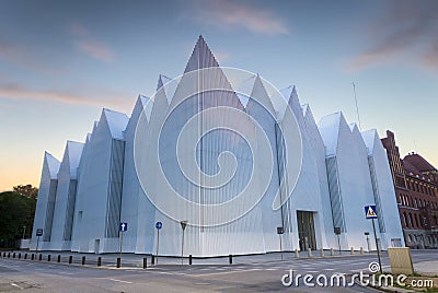 Futuristic office building in Szczecin Philharmonic Stock Photo