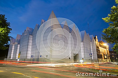 Futuristic office building in Szczecin Philharmonic Stock Photo