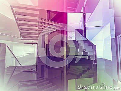 futuristic open space, clean room with shapes in 3d, business sp Stock Photo