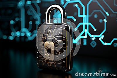 Futuristic padlock blends innovation and reliability to redefine security profoundly Stock Photo