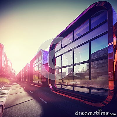 futuristic piped houses with windows generative AI Stock Photo