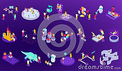 Futuristic Playground Icons Collection Vector Illustration