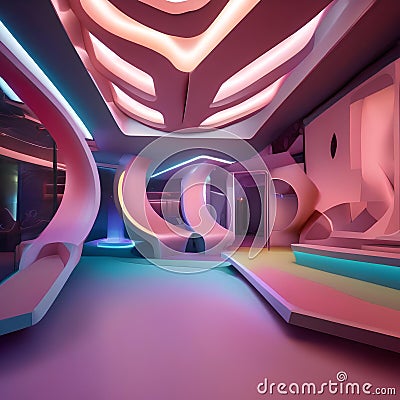 A futuristic playground of interactive shapes and forms, inviting the viewer to explore and engage with the artwork4 Stock Photo