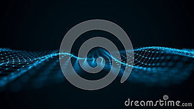 Futuristic point wave. Abstract background with a dynamic wave. Data technology illustration Cartoon Illustration