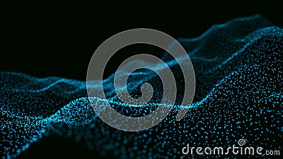 Futuristic point wave. Wave of particles. Abstract background with a dynamic wave. 3d wave Stock Photo