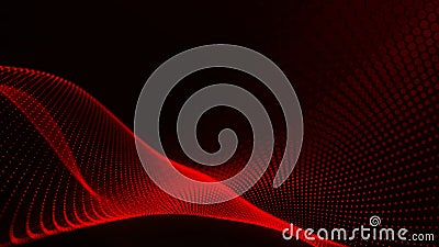 Futuristic point wave of particles. Visualization of sound waves. Technology or science banner. Abstract digital 3D wave Vector Illustration