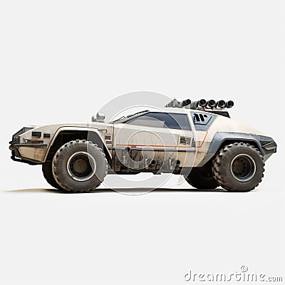 Futuristic Police Car Model With Dirty Wheels - Paris Dakar Style Stock Photo