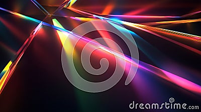 A futuristic prism backdrop with sharp, angular prisms refracting light into vibrant spectrums of Stock Photo