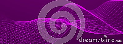 Futuristic purple waves background. Sound wave element. Equalizer for music. Big data visualization. 3d. Widescreen Stock Photo