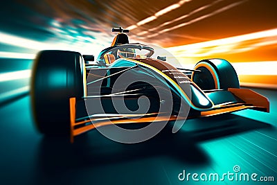 Futuristic racing formula at fast ride to finish. Postproducted generative AI digital illustration.Generative AI Cartoon Illustration